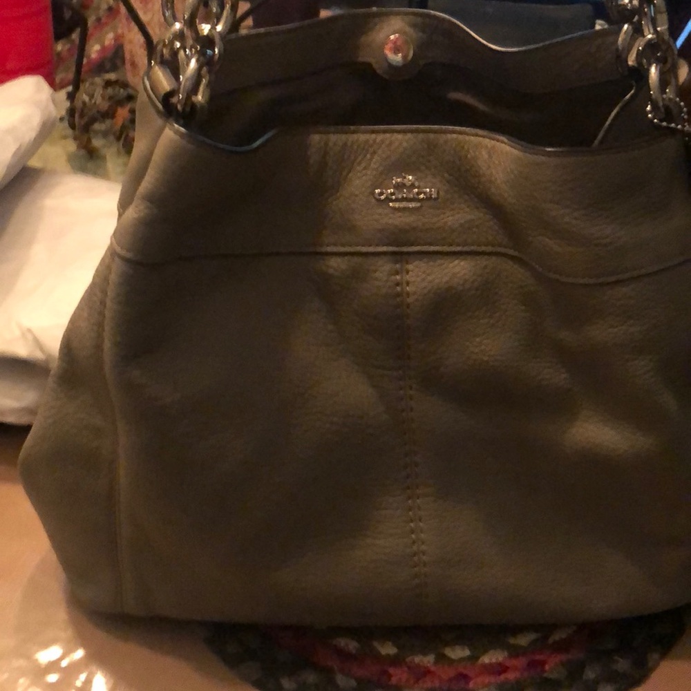 Coach gray leather shoulder bag